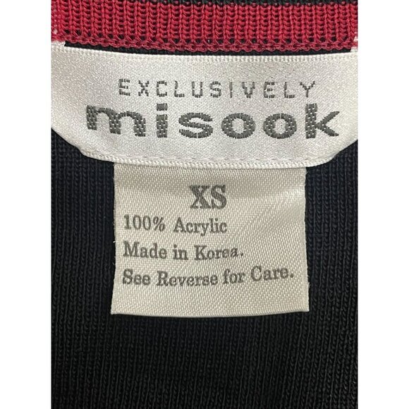 Exclusively Misook Women's Black & Red V-Neck Tunic Length Sweater Size XS - Picture 4 of 6